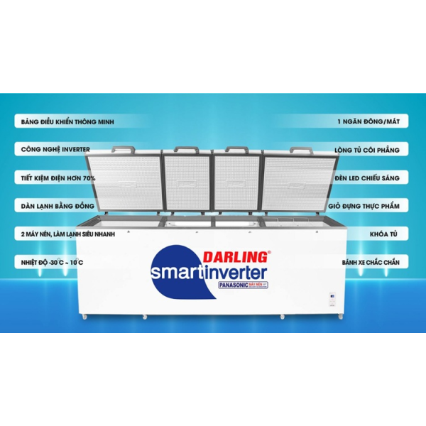 Tủ Đông Darling Inverter DMF-1779ASI 4 Cánh Thông Minh 2100 lít