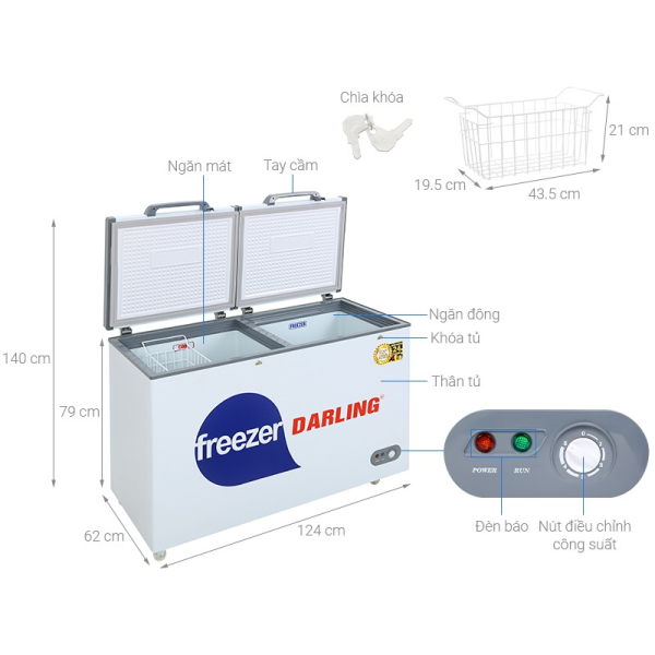 Tủ đông mát 2 ngăn Darling DMF-2999WE 230 lít
