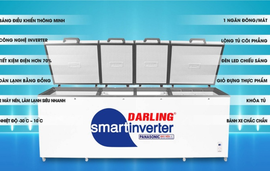 Tủ Đông Darling Inverter DMF-1779ASI 4 Cánh Thông Minh 2100 lít